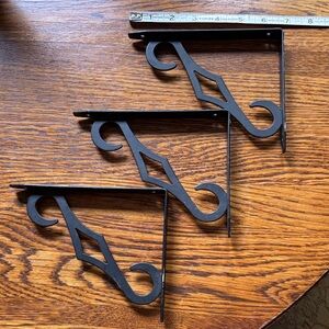 Three Black Metal Wall Brackets